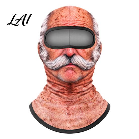 Máscara à Prova de Vento para Esportes na Neve Máscara de Esqui para Idoso Estampa Facial Realista Balaclava Novidade com Balaclava de Pescoço Cobertura para Snowboard Ciclismo Esqui