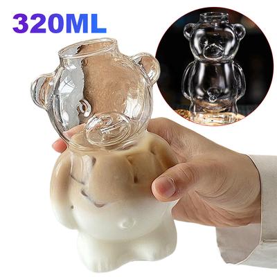 Cană de cafea în formă de urs din desene animate, rezistentă la căldură, cană de lapte, veselă de sticlă pentru suc, pentru prietene, cadou de aniversare pentru femei
