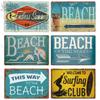 Beach Tin Sign Plaque Metal Vintage Summer Metal Wall Sign Beach Decor for Beach Bar Beach House Seaside Decorative Plate