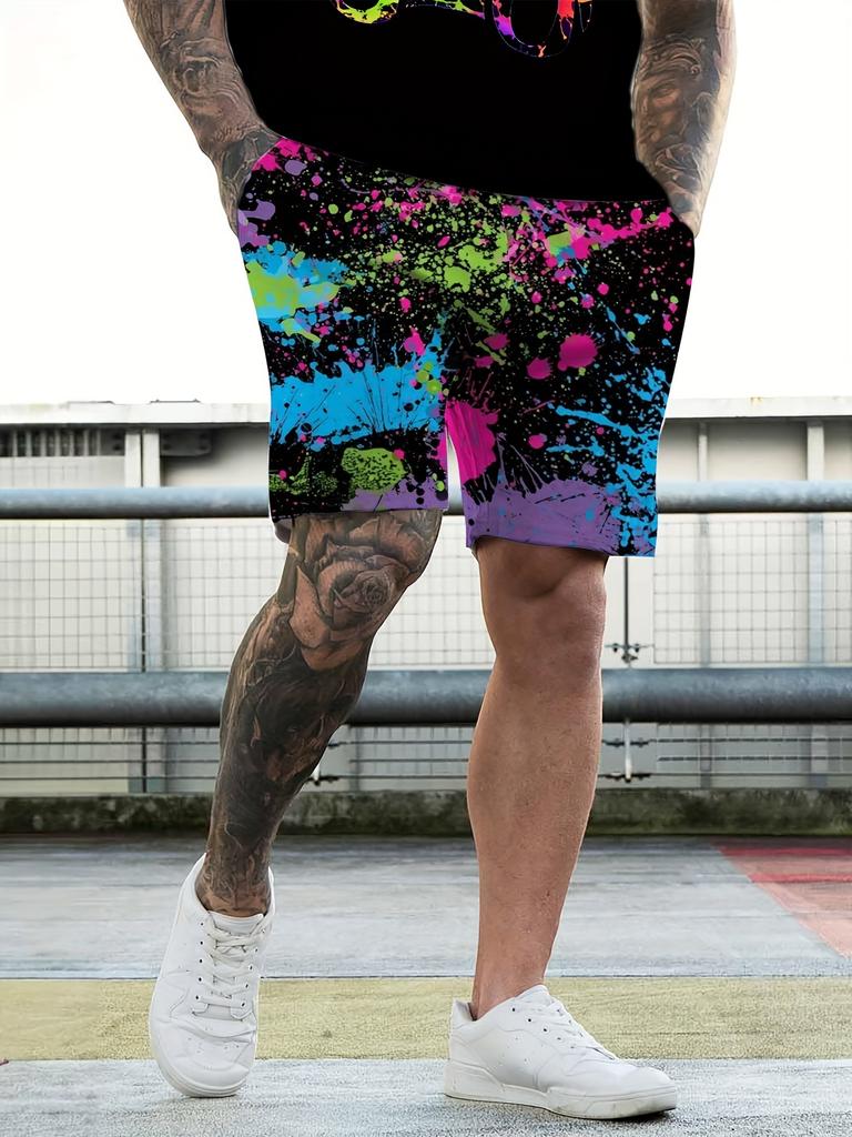 Sommer 2025 neu Bär 3D-Druck Herren Anzug lässig Kurzarm Streetwear Hip Hop