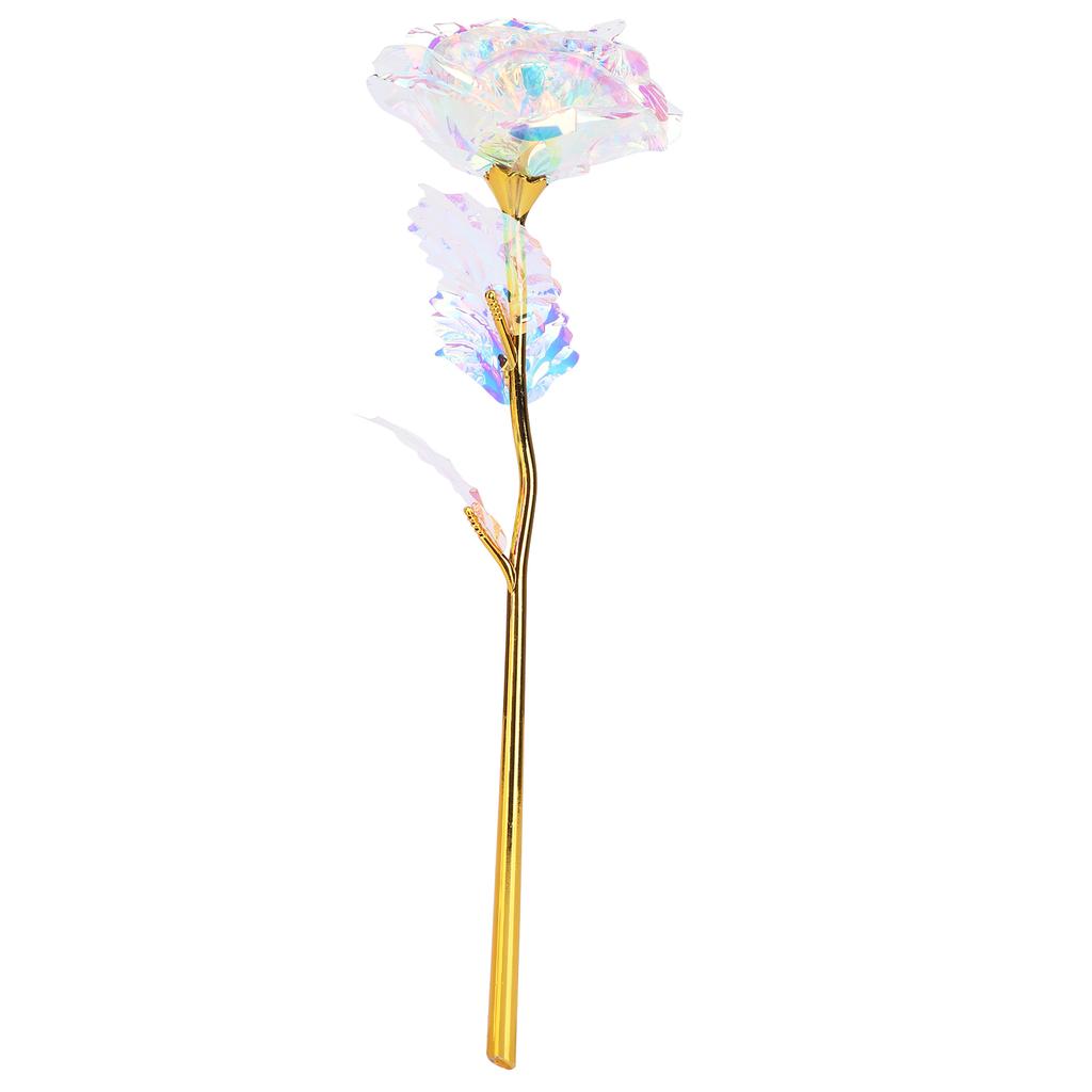 Transparent Rose Flower with LoveShaped Display Stand Craft Collection Purple Packing Box