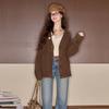 Sancai Duxing 2025 Winter V-Neck Loose Knit Cardigan