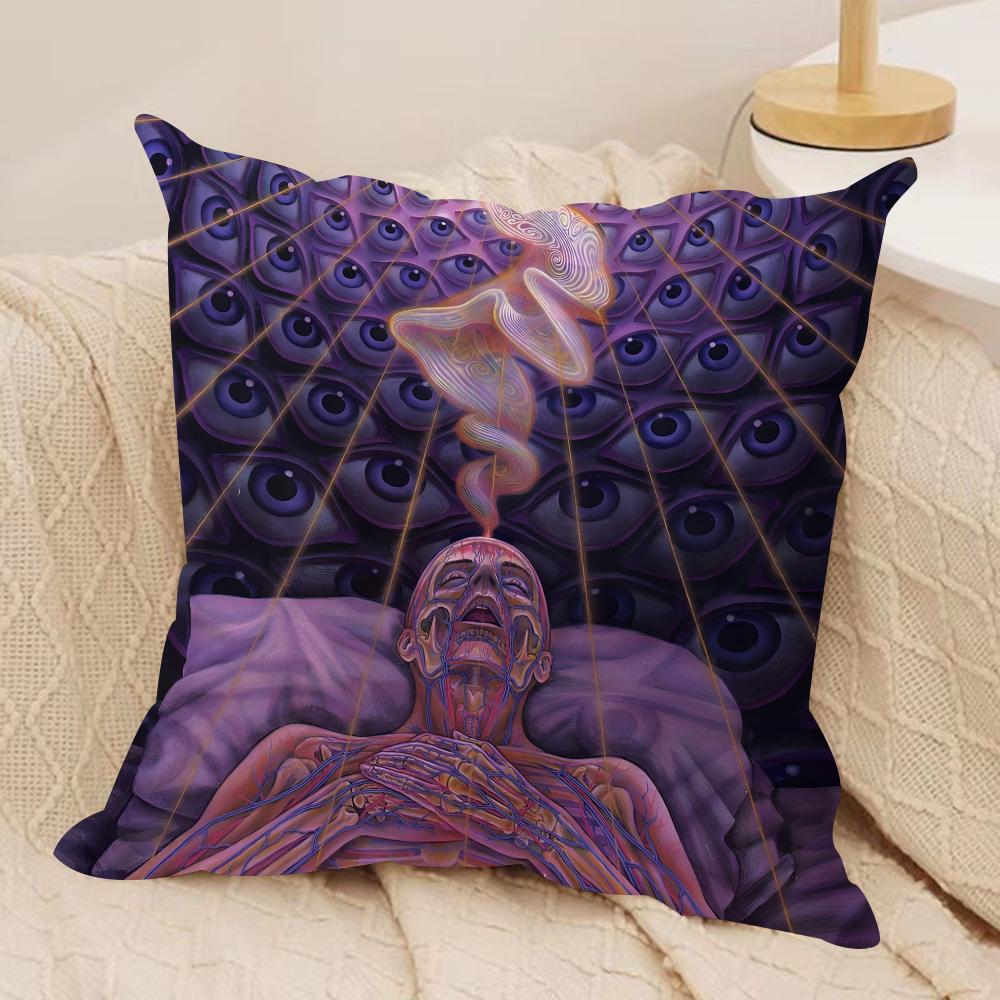 A-Alex Grey Trippy Psychedelic Cushion Cover Soft Plush Fabric Double-Sided Printed Sofa Cushion Cover For All Seasons Homedecor