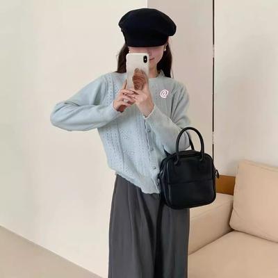 Echter Herbst neue einfarbige Spitze lockere Strickjacke Damen Freizeit fauler Stil Strickjacke Jacke