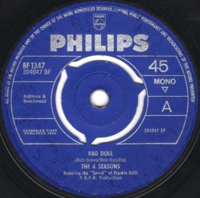7inch Record FOUR SEASONS, "SOUND" OF FRANKIE VA - Rag Doll BF1347 Philips 1964 UK Soul/Funk Used