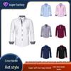 Men's Non-Iron Long-Sleeve Striped Cotton Shirt - Professional and Casual in White