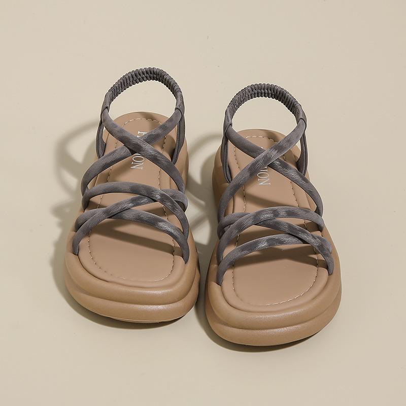 

Flat-bottomed outer beach shoes wear with skirts, summer height increase fairy style casual women s shoes 2025 new platform sandals women 41 темно-серого