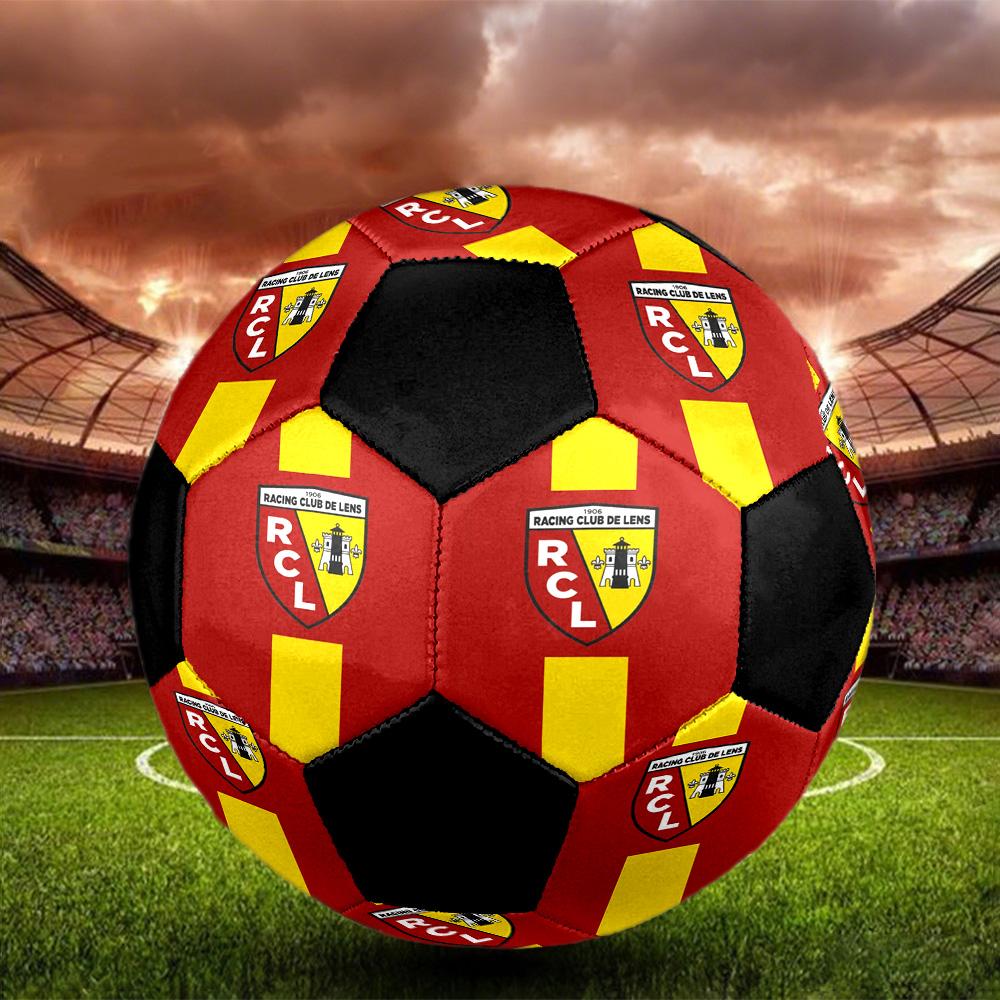 Pallone da Calcio Indoor RC Lens Colorato Per Tutte le Età Misura 5 Cucito a Macchina PVC Pronto per la Competizione Resistente Alta Rimbalzabilità