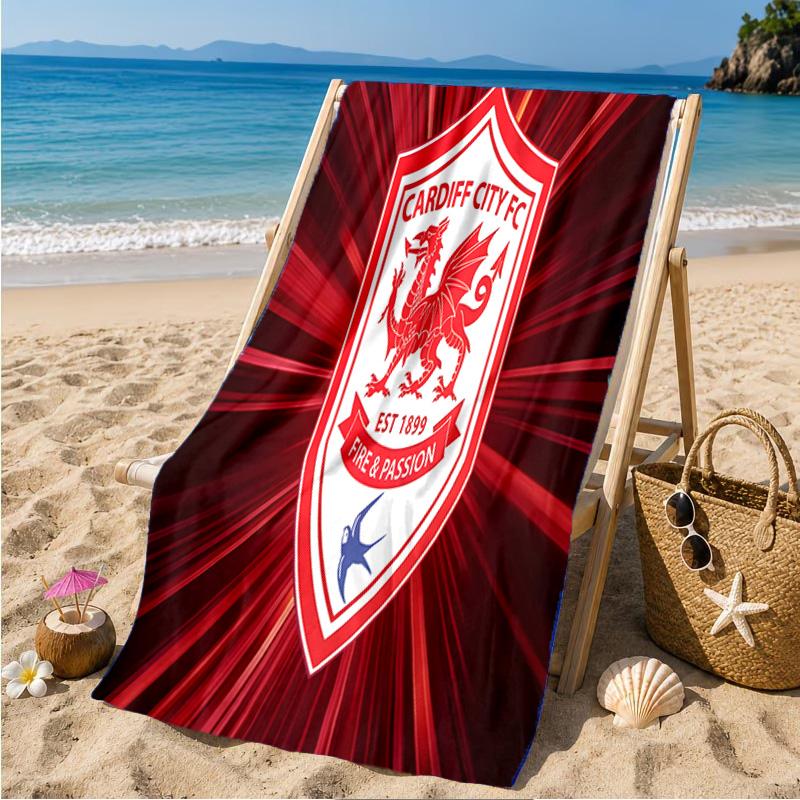 Football Club Cardiff Beach Towel Microfiber Beach Towel, Lightweight and Quick-Dry, for Summer Travel, Swimming Pool Fan Birthday Gift