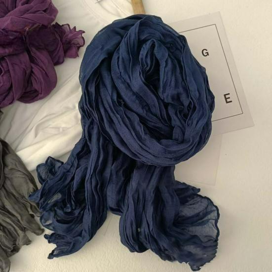 Damscarf Enfärgad veckad lång halsduk Retro Höst Vinter Varm lång halsduk Mjuk vintageinspirerad halsduk