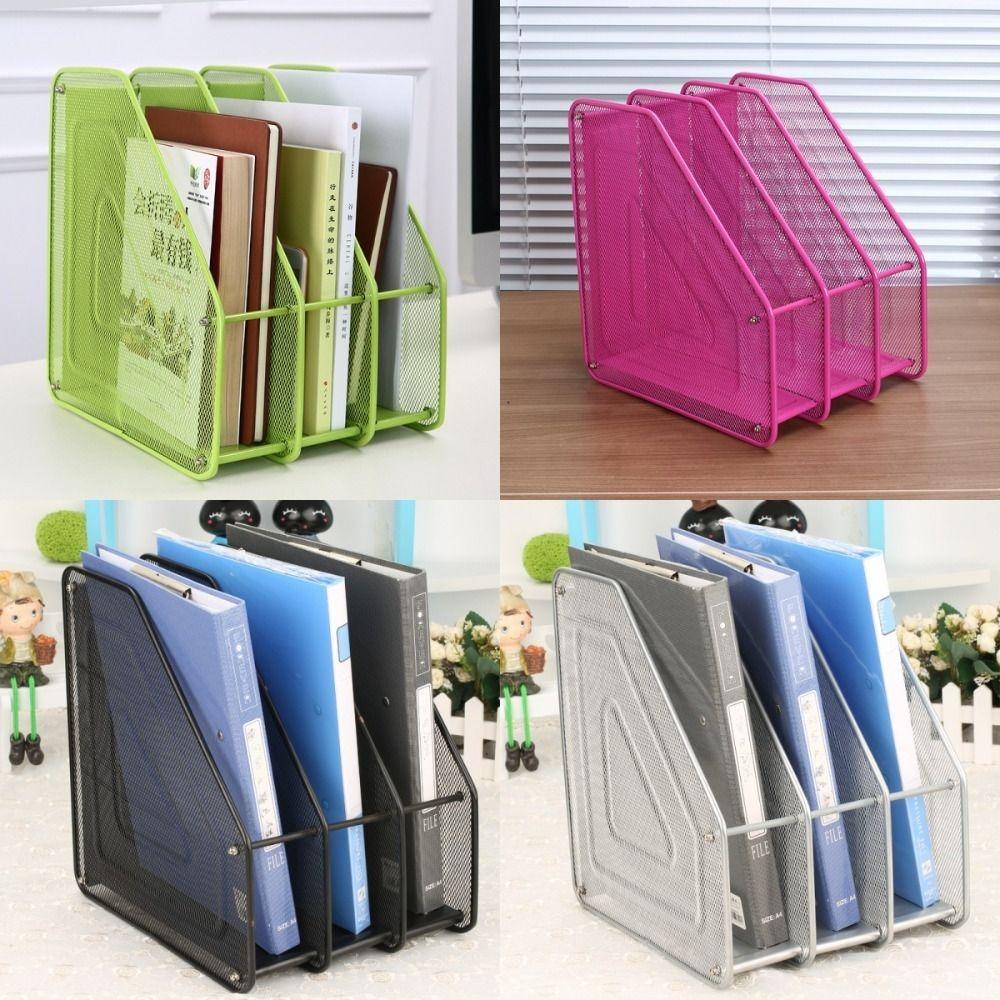 Stationery Organizer Metal File Rack Wire Mesh File Storage Box  Office Supplies