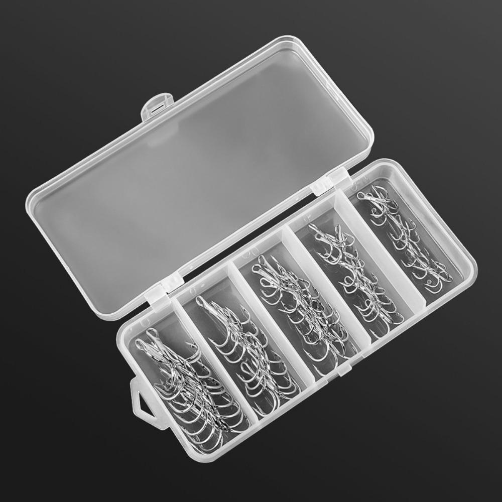 50Pcs/Box Barbed Treble Fishing Hook Iron Three Claw Fishhook Triple Fishing Hook  Fishing Tool