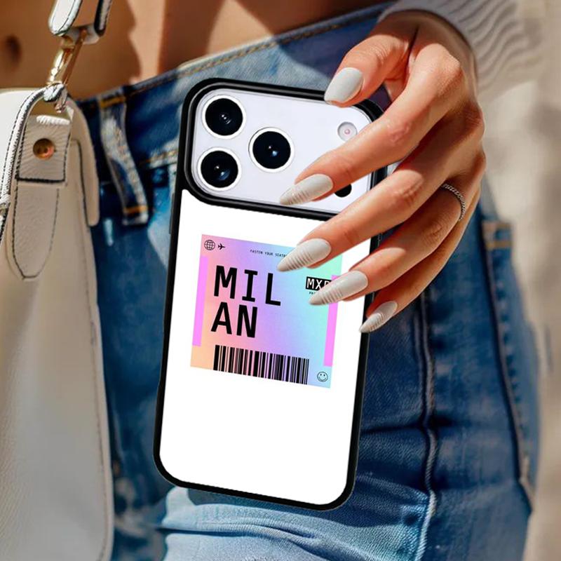 

Чехол для телефона в стиле миланского посадочного талона для iPhone 17 Air 14 15 13 12 Max Чехол для Apple 16e 11 Pro Max Plus Coque iPhone 14pro max