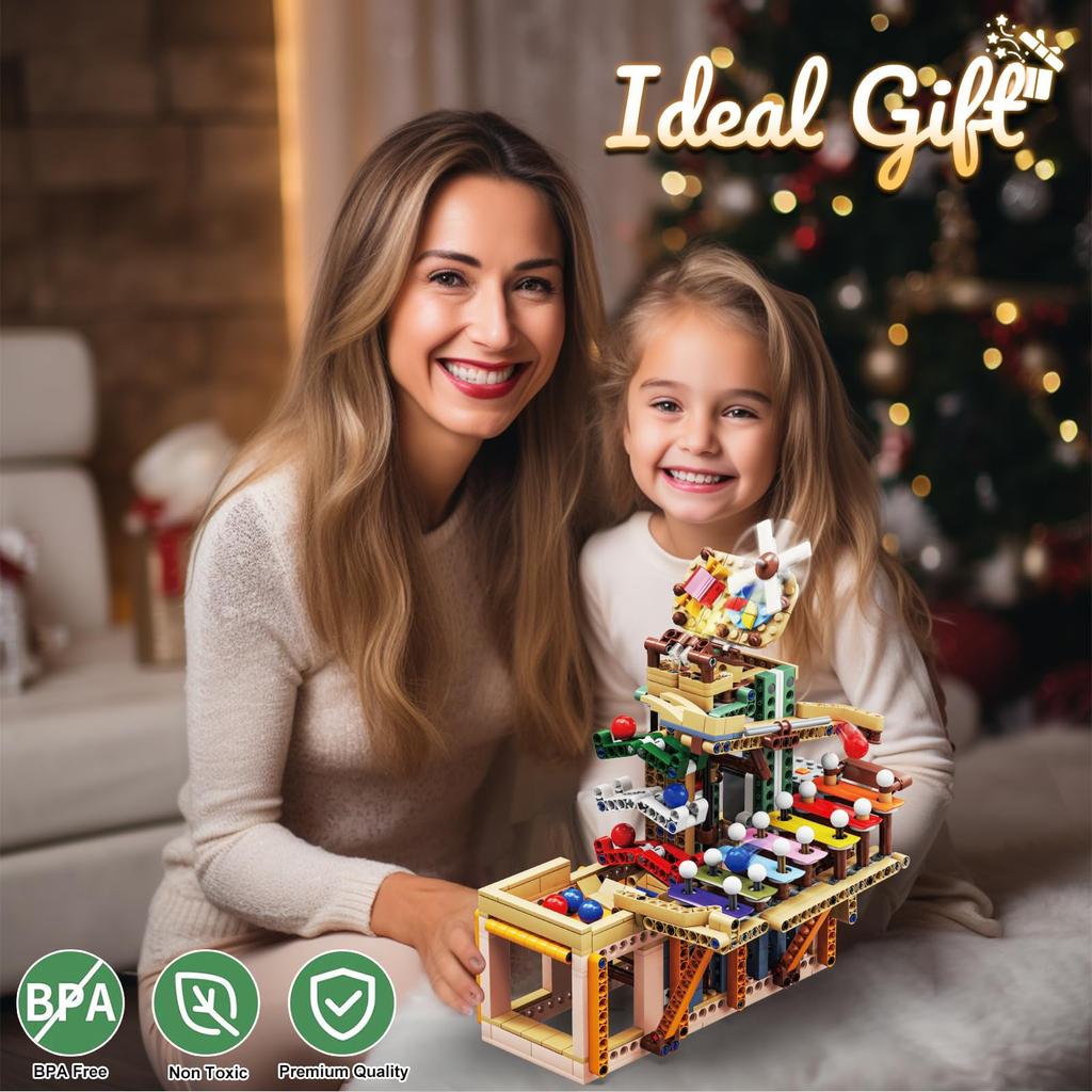 Hallisun Building Block Musical Xylophone with Ball Marble Marble Ball Slope Mechanical Colorful Candy Brick Model 3D Mini City Display Ages Birthday