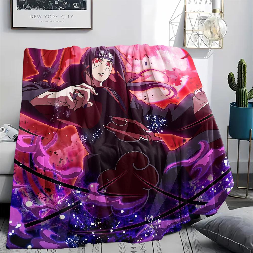 Naruto Anime Itachi Uchiha Pattern Flannel Blanket, High Quality Comfortable for All Seasons, Home Decor, Warmth and Comfort, Perfect for Gifts.