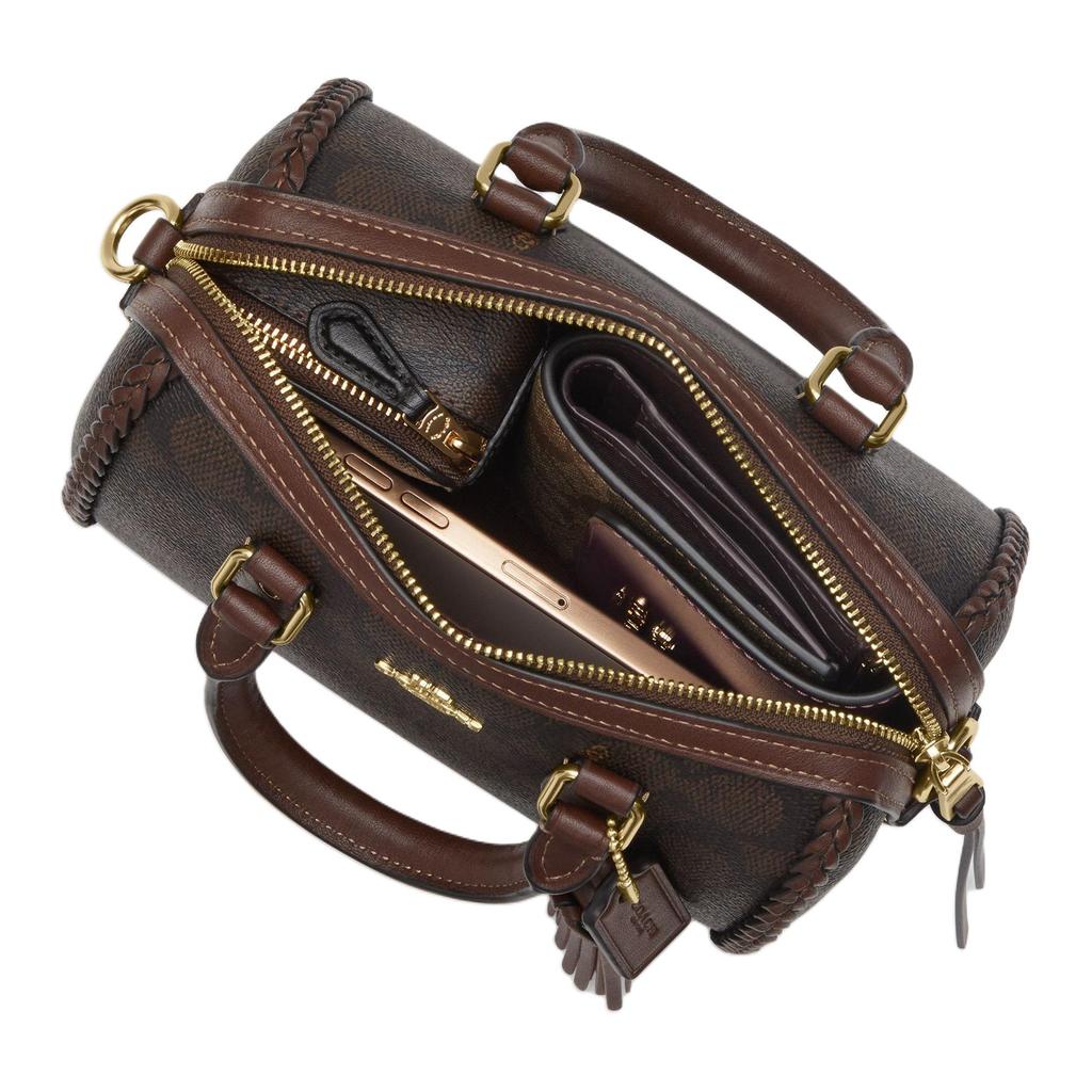 Coach Rowan 18 Classic Logo Tassel Detail Faux Leather Handbag Small Women handbags Walnut Maple-Brown CCF30-IMYF3
