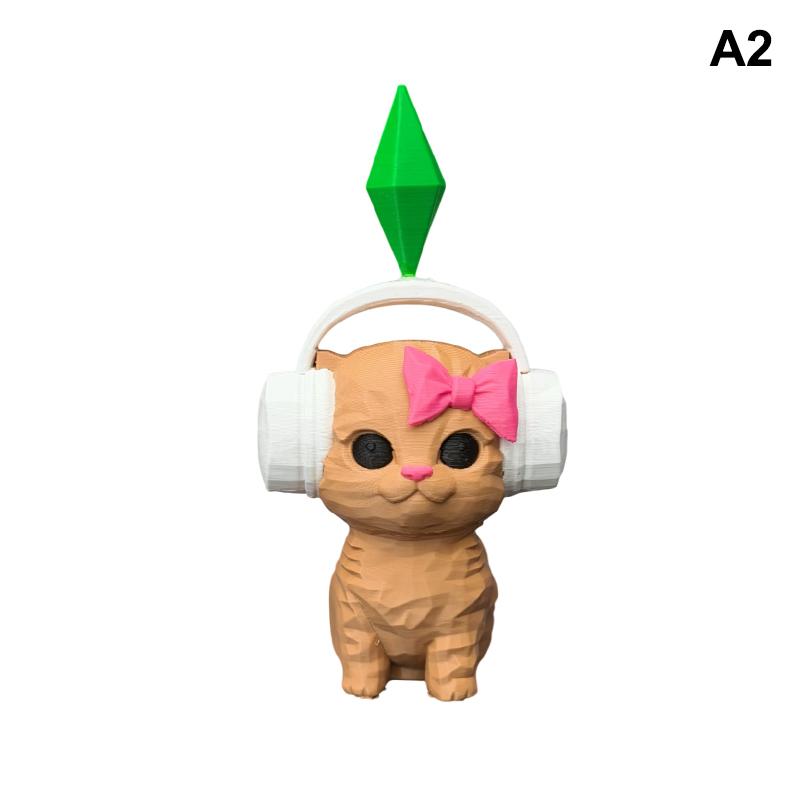 

Miyin Dancing Cat Statue Wearing Headphones 3D Printed Cat Ornament Home Office Decor Car Decoration Party Gift A2