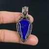 Vintage Style Lapis Lazuli Copper Wrapped Pendant  Artisan Handmade Blue Stone Jewelry For Gift
