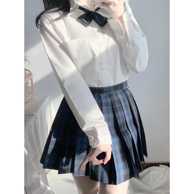 JK Academy Style Women's TR Fabric Shirt - Long/Short Sleeve Blouse for School, Summer Versatile