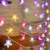 LED Colorful Star and Moon Decoration Atmosphere Lamp String Fairy Decoration Hanging Lamp for Home Garden Camping and Gathering