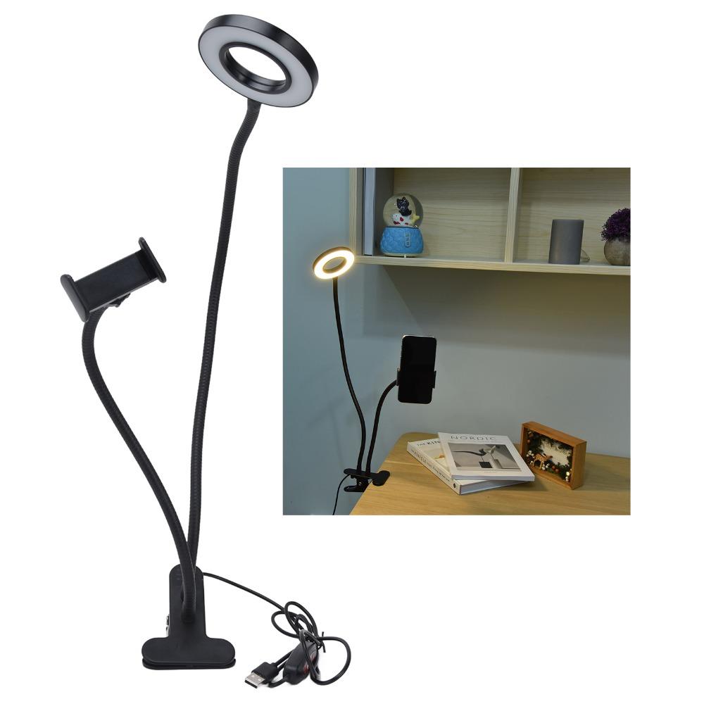 3 Color Modes Selfie Ring Light Adjustable Angle Makeup Mirror Light Desk Lamp  Live Stream