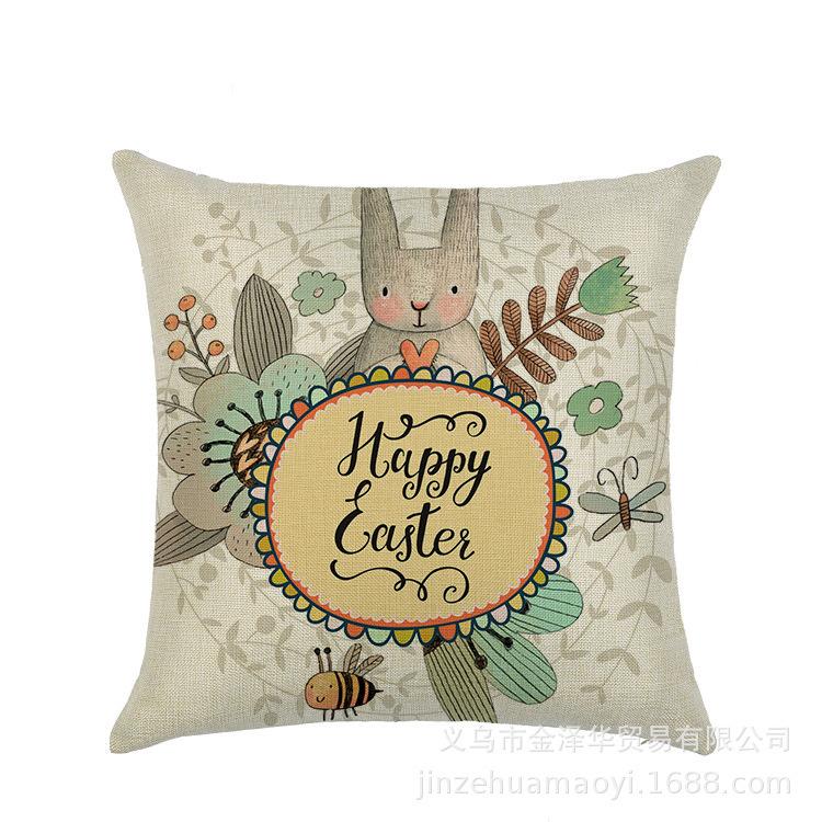 Watercolor Bunny Egg Easter Pillow Cover Nordic Office Sofa Polyester Cushion Cover Home Furnishings