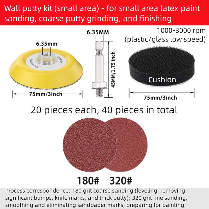 2/3-Inch Hex Drill Hand Shank Sanding Disc Set - Flocked Sandpaper & Wool Felt for Wood/Metal/Plastic/Paint Polishing & Waxing
