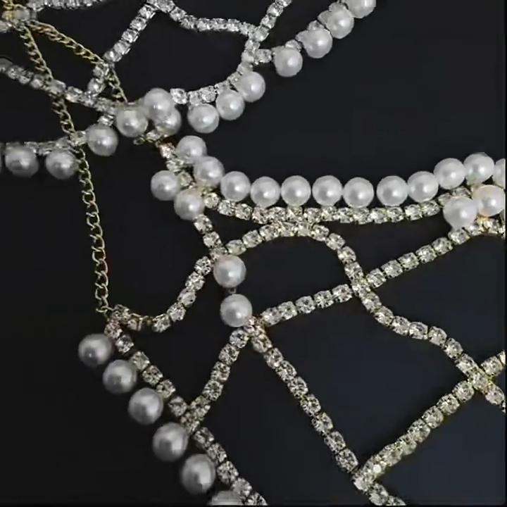 Pearl New Veil Masks Women Mesh Gifts Fashion Chains Face Mask Masquerade Dance Party Costume Sexy Face Accessories Jewelry