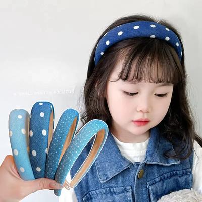 Children Sweet Blue Bowknot Ornament Headband Headwears Girls Vintage Acrylic Hair Hoop Headbands Kids Hair Accessories