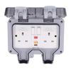 Outdoor Waterproof Socket Wall Electrical Outlets IP66 Weatherproof Box 2 Gang UK Style 250V