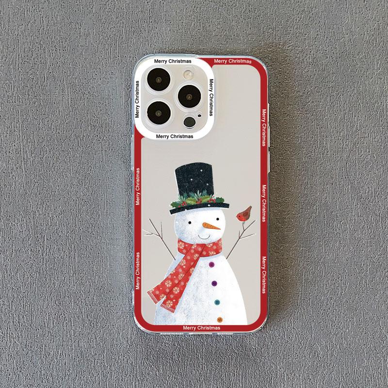 Coques de téléphone transparentes de luxe dessin animé Noël pour IPhone 11 12 13 Pro Max 14 15 Pro Max Plus X XR XS Simple Père Noël Coque transparente