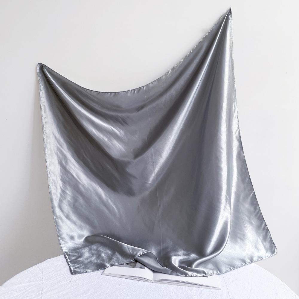 Fashionable New Versatile Headscarf Large Square Scarf Solid Color Scarf Women'S Simulated Silk Satin Scarf