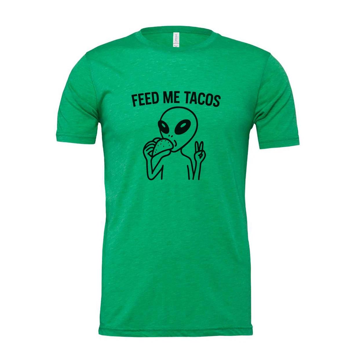 Feed Me Tacos Alien Graphic T Shirt Unisex Tee With Taco Eating Illustration Des 2XL