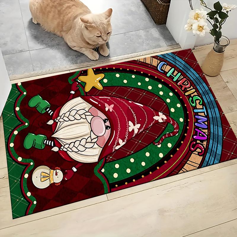 1Pc Gnome Christmas Tree Celebration Carpet Rug Soft Washable Antislip Home Living Room Sofa Mats Personalized Christmas Rug