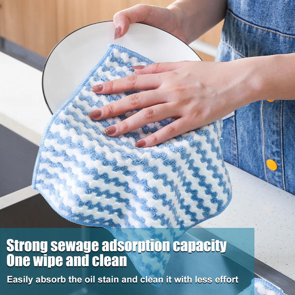 Kitchen 5Pcs Dish Cloths Soft Absorbent Dish Rag Reusable Dish Towels Household Washable Cleaning Cloth Housework Clean Towel