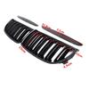 1 Pair Front Gloss Black 2 Line Double Slat Kidney Grille Grill For BMW E90 E91