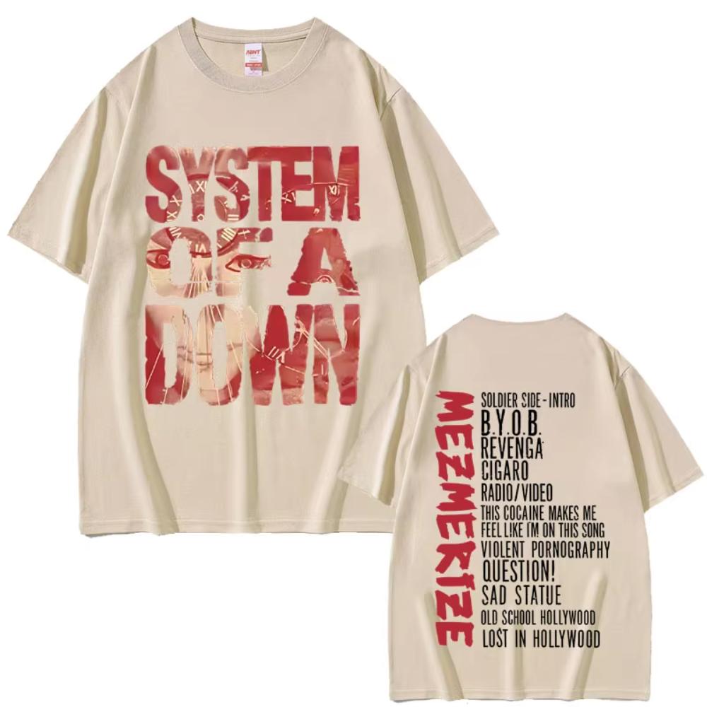System of A Down Mezmerize Album Graphic T-shirts Men's Women Rock Vintage T Shirts Men's Cotton Oversized Short Sleeve T-shirts