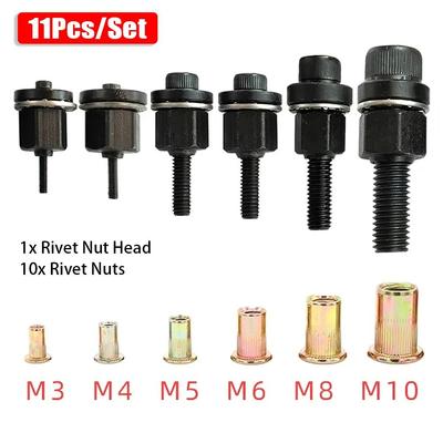Manual Riveter Tool Mandrel Staple M3 M4 M5 M6 M8 M10 Thread Easy Installation Electric Riveting Adapter with Rivet Nuts