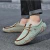 New 2026 Fashion Handmade Leather Casual Men Shoes Design Sneakers Man Loafers Breathable Low Top Flat Shoes Driving Plus Size