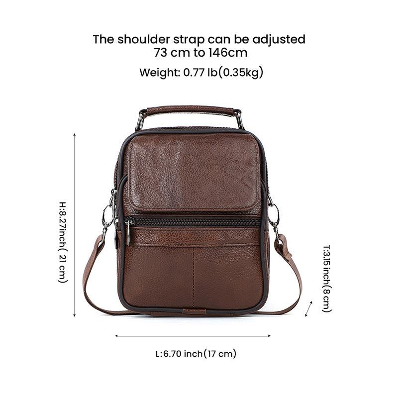 Men'S Crossbody Bag Large Capacity Vertical Leather Shoulder Bag Commuting Men'S Portable Crossbody Bag