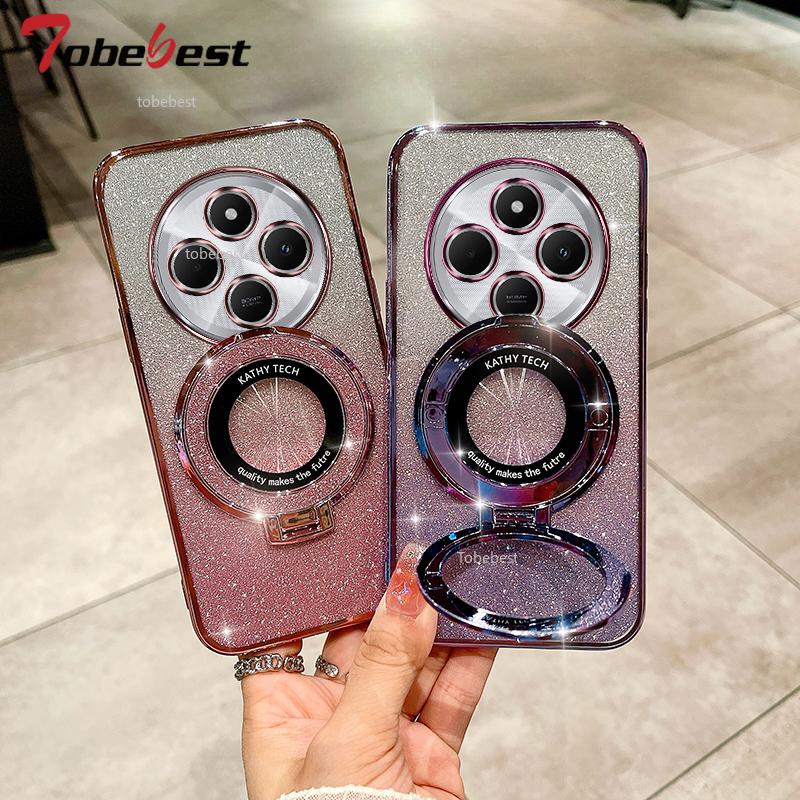 Glitter Plating Magnetic Holder Phone Case For Xiaomi POCO M7 F7 Pro Ultra 5G Soft Silicone Cover