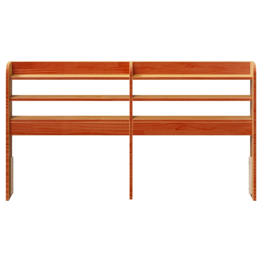 Headboard with Shelves Wax Brown 150 Cm Solid Pine Wood