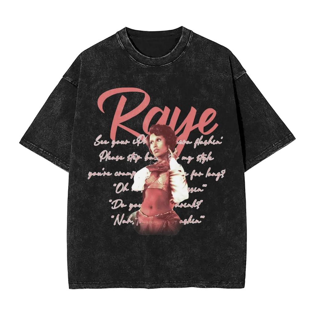 Pop Singer Raye New Album Poster Print TShirt Men Women Vintage Washed Harajuku Fashion Oversize Top Cotton Solf Summer New Top