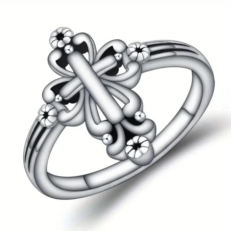 CAOSHI Cross Design Religious Style Finger Rings for Women Retro Silver Color Versatile Jewelry Fashion Lady Party Accessories