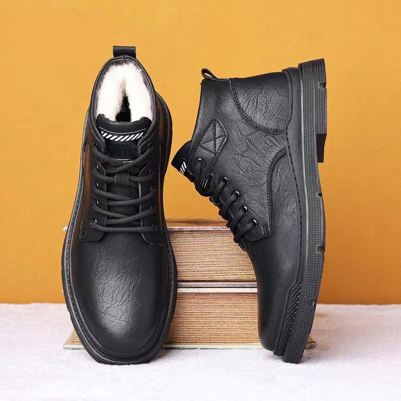 

МодаЗимние Теплые Ботинки на Платформе для Мужчин Ретро Британский Стиль Мода Повседневная Хлопковая Обувь Мужские Высокие Новые Дизайнерские Ботильоны Мужчина 38