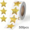 500 Sheets Per Roll - Laser-finished Fine Sand Gold Five-pointed Star Stickers - Roll for Gift Decoration Envelope Sealing Stickers