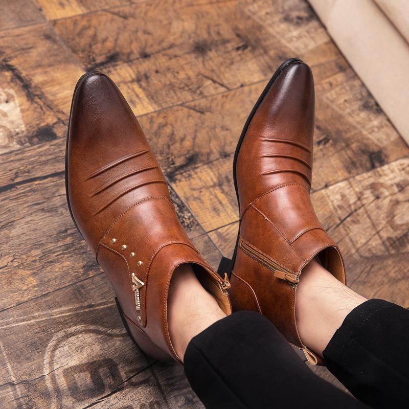 High Quality Men Shoes Chelsea Fashion Shoes Mens Slip On Shoes Business Dress Shoes Ankle Boots Wedding Gentleman Men's Boots