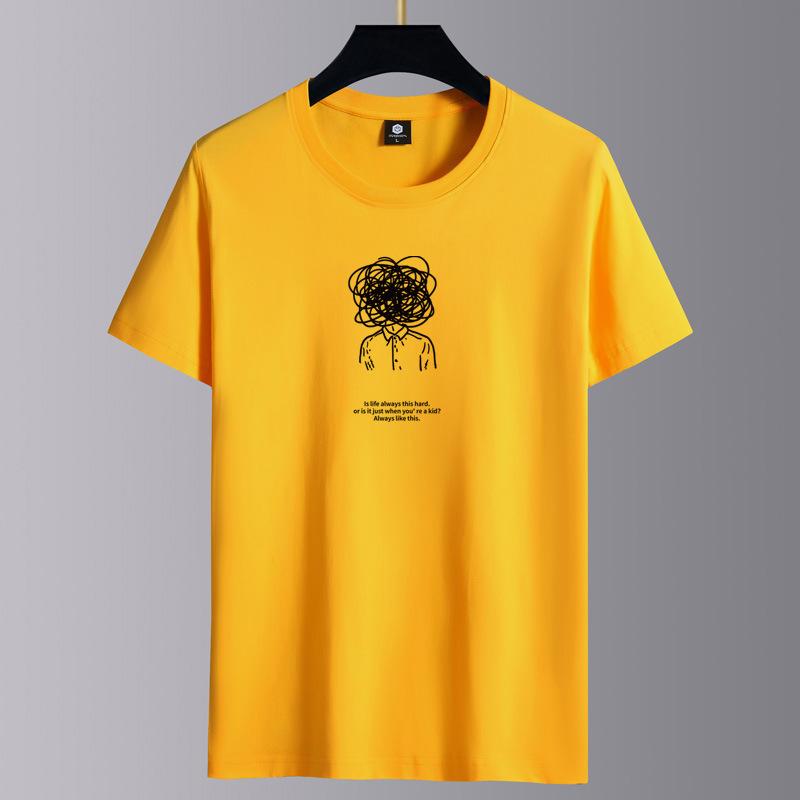 

Short-sleeved T-shirt men s printed summer trend men s 2025 new loose half-sleeved top pure cotton plus-size printed floral T-sh 4XL