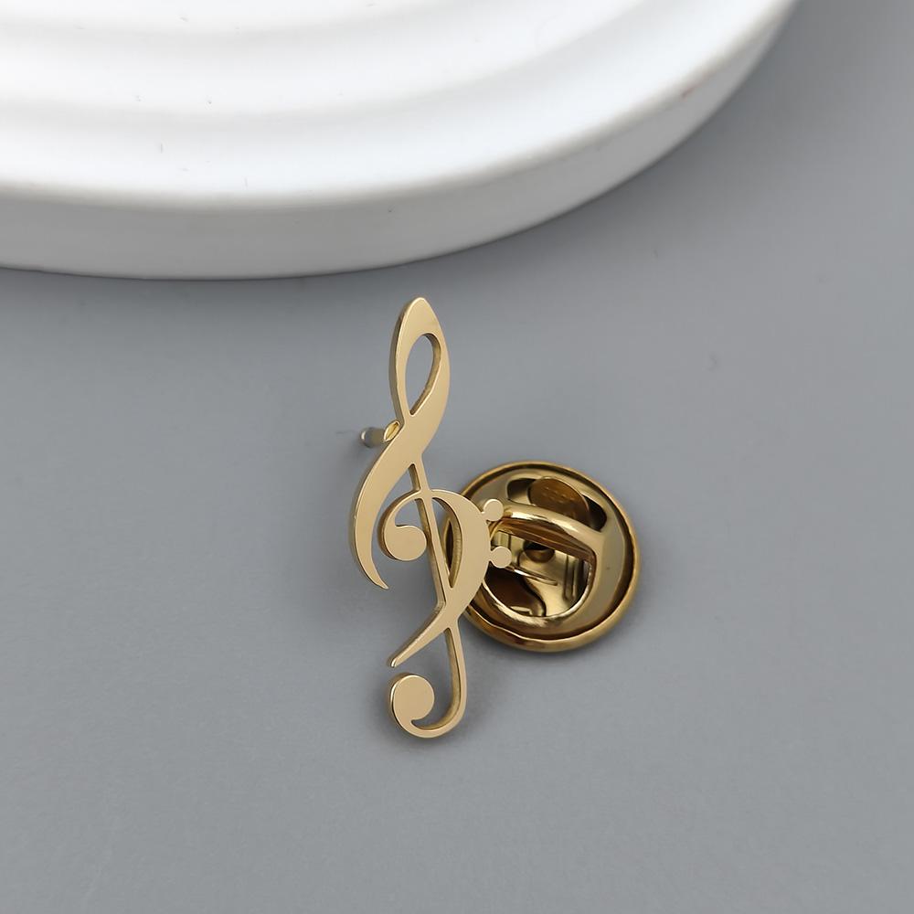 Musical Symbol Hollow Gold-plated Badge, Women’s Anti-exposure Buttons, Suit Lapel Pin, Men’s Collar Brooch, Couple Accessories