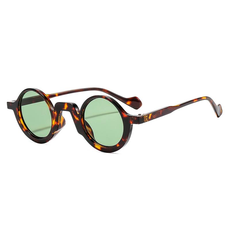  New Retro Small Round Punk Women Sunglasses Fashion Green Shades UV400 Trending Men Leopard Sun Glasses